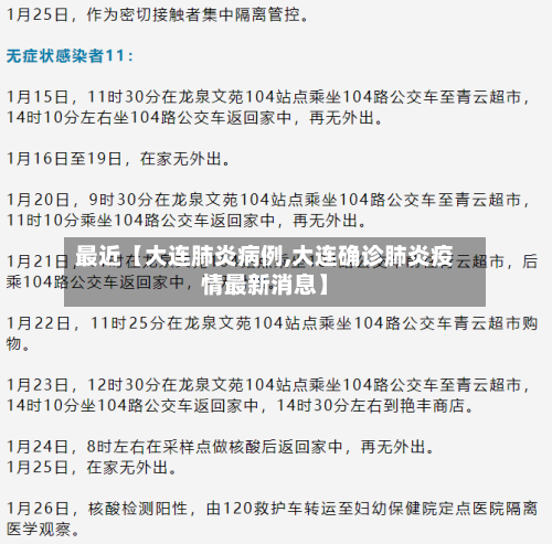 最近【大连肺炎病例,大连确诊肺炎疫情最新消息】-第2张图片