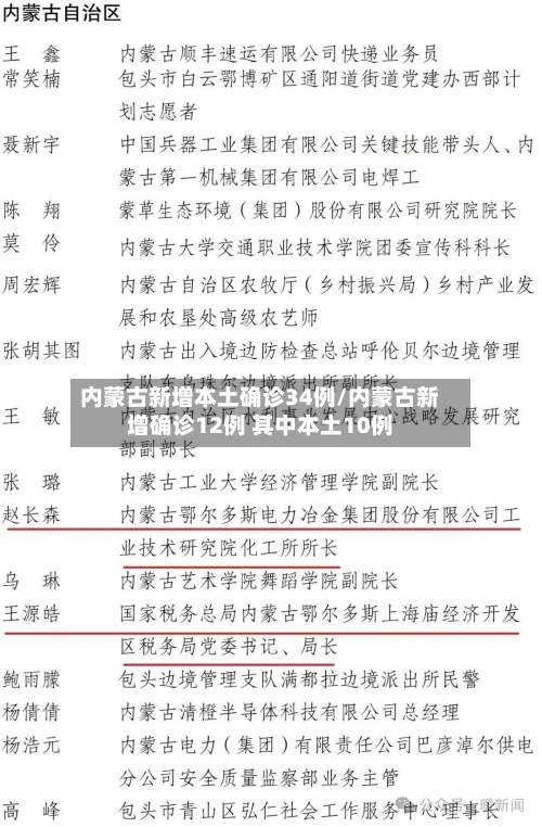 内蒙古新增本土确诊34例/内蒙古新增确诊12例 其中本土10例