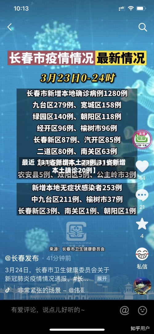 最近【31省新增本土23例,31省新增本土确诊20例】