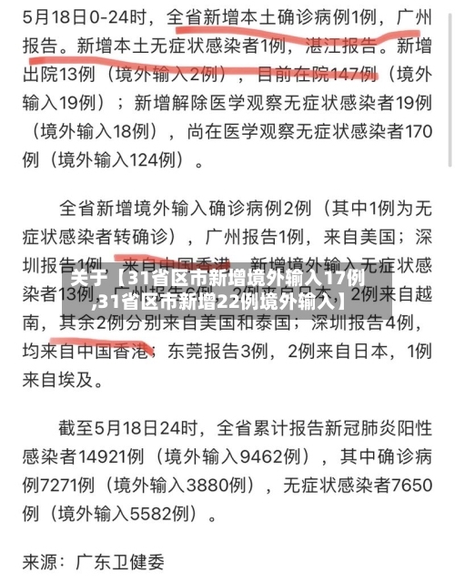 关于【31省区市新增境外输入17例,31省区市新增22例境外输入】-第2张图片