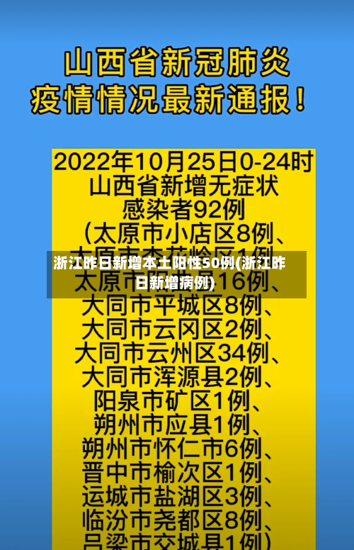 浙江昨日新增本土阳性50例(浙江昨日新增病例)