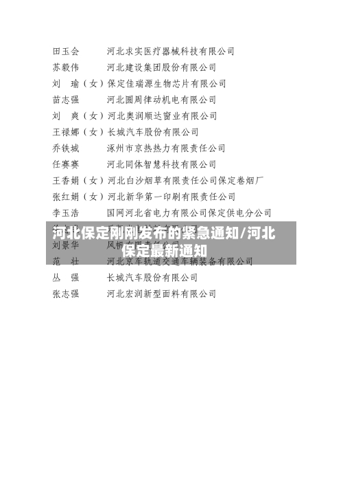 河北保定刚刚发布的紧急通知/河北保定最新通知