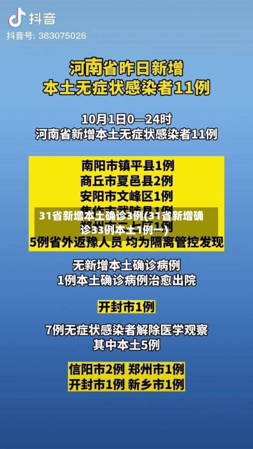 31省新增本土确诊3例(31省新增确诊33例本土1例一)