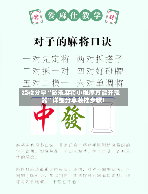 经验分享“微乐麻将小程序万能开挂器”详细分享装挂步骤!-第2张图片